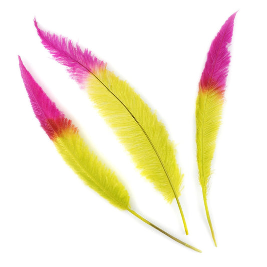 Ostrich Nandu Tipped Feathers Selected - Fl Lime Green - Shocking Pink - Feathers