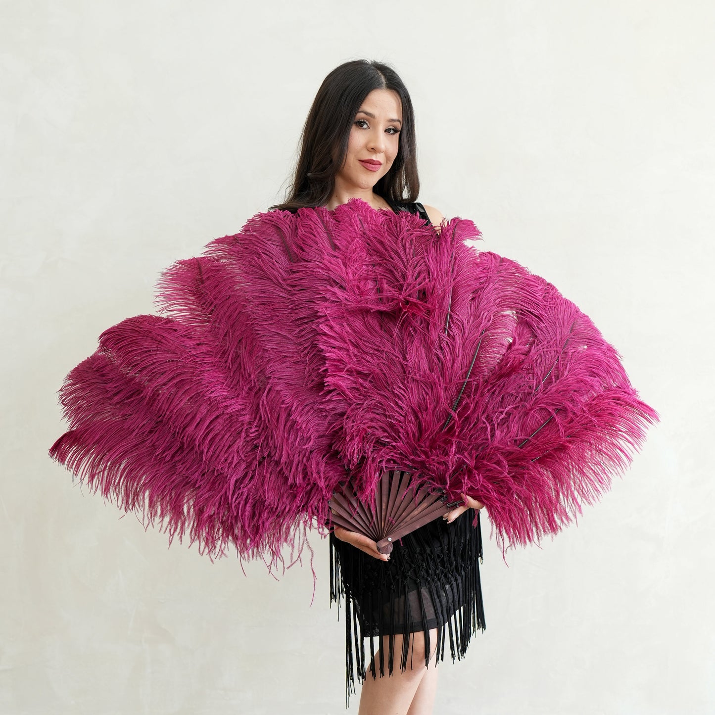 Ostrich Prime Femina Feather Fan - Burgundy - Feathers