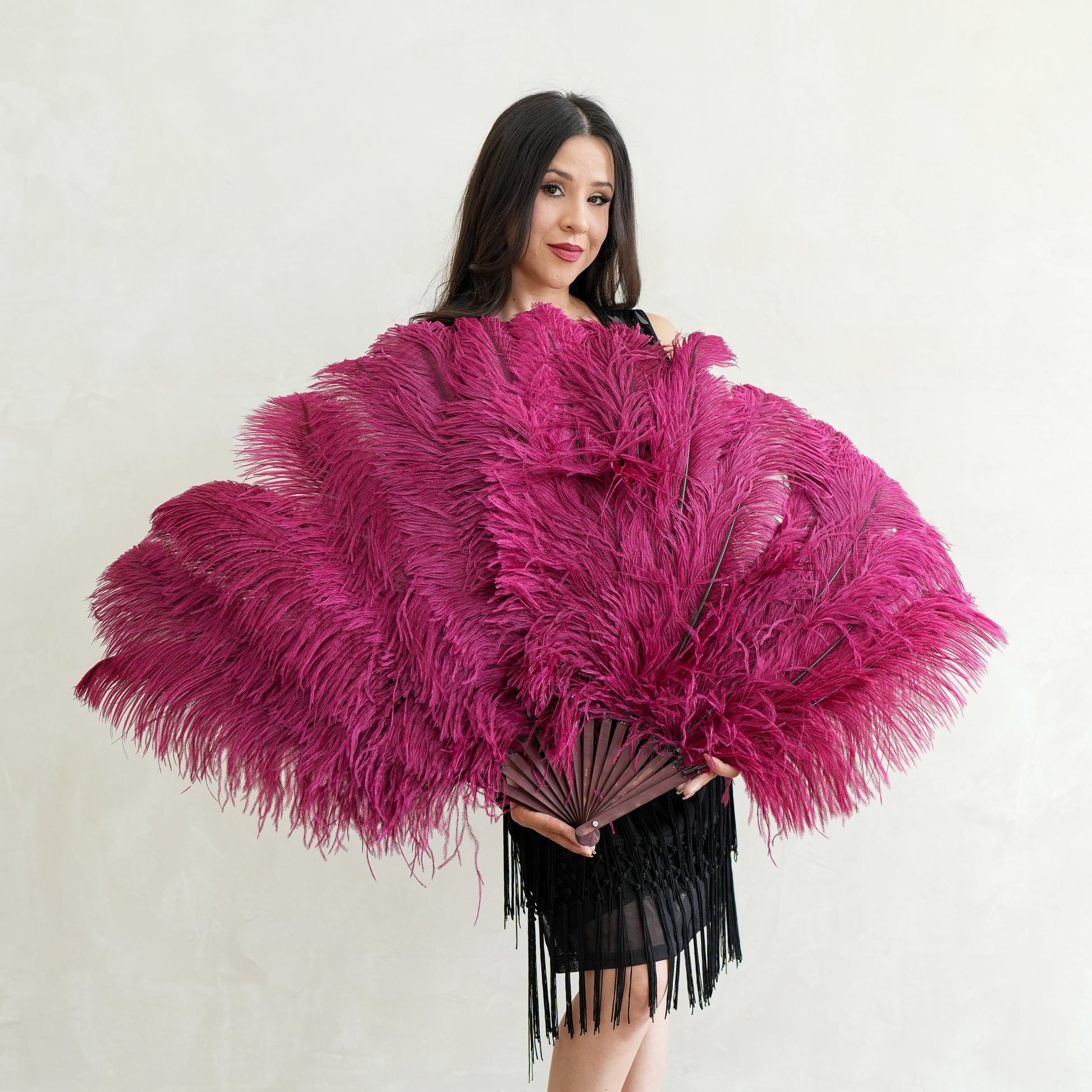 Ostrich Prime Femina Feather Fan - Burgundy - Feathers