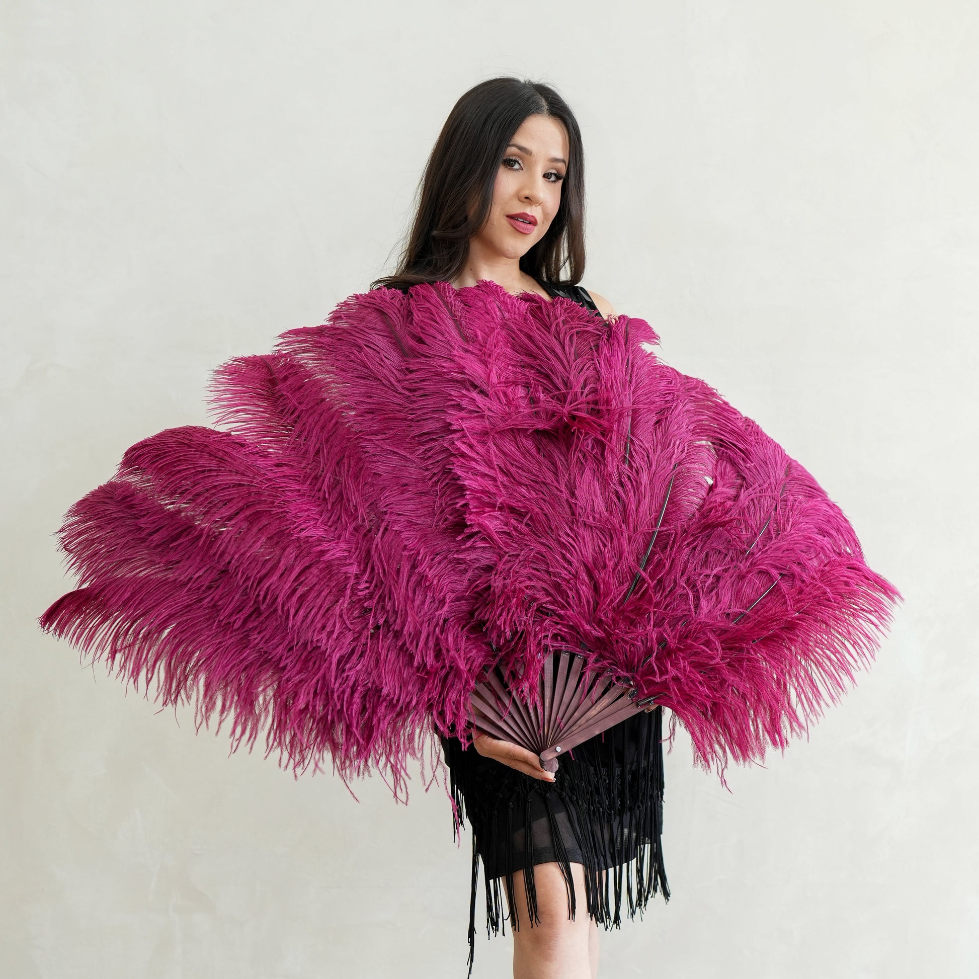 Ostrich Prime Femina Feather Fan - Burgundy - Feathers
