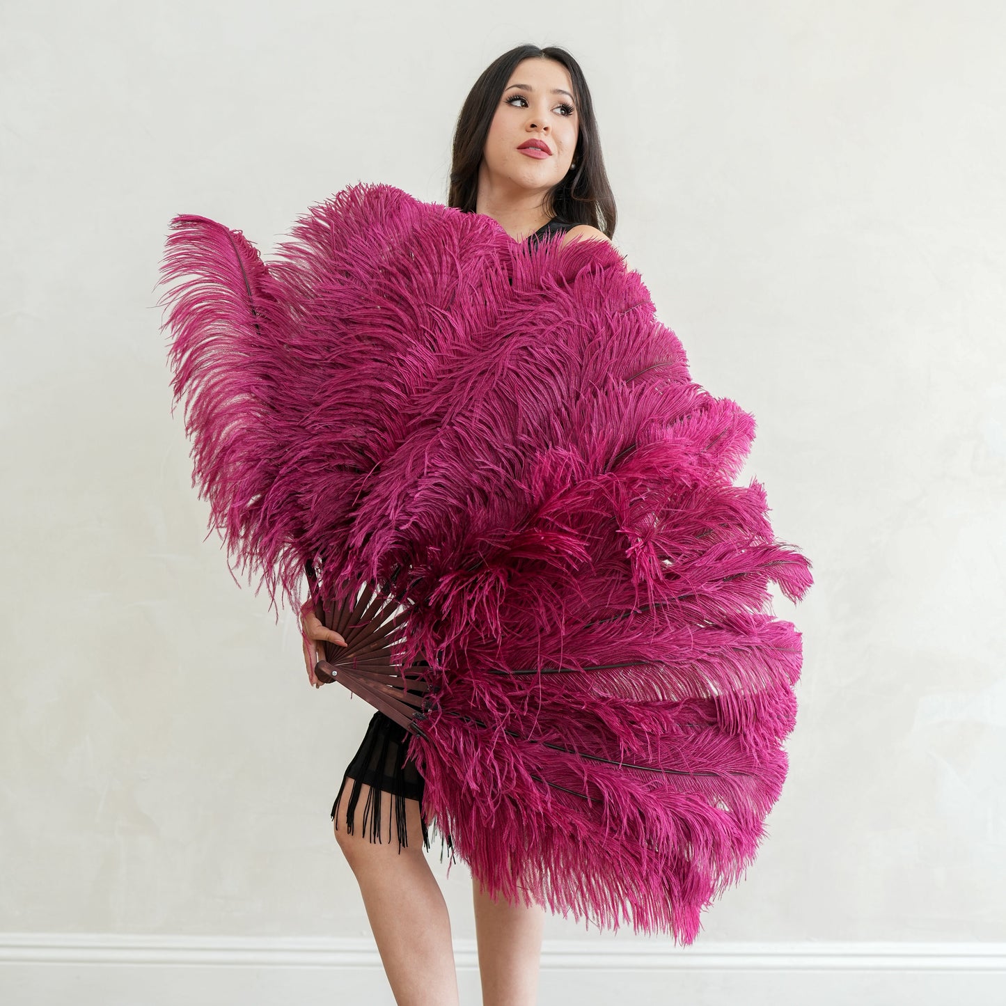 Ostrich Prime Femina Feather Fan - Burgundy - Feathers
