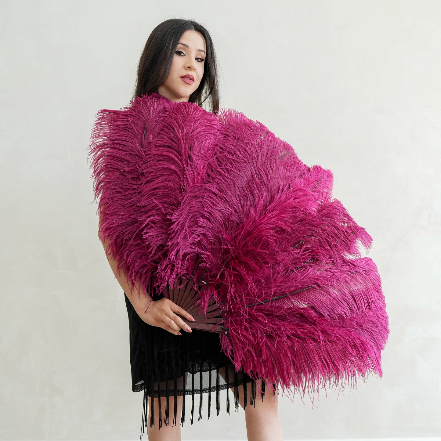 Ostrich Prime Femina Feather Fan - Burgundy - Feathers