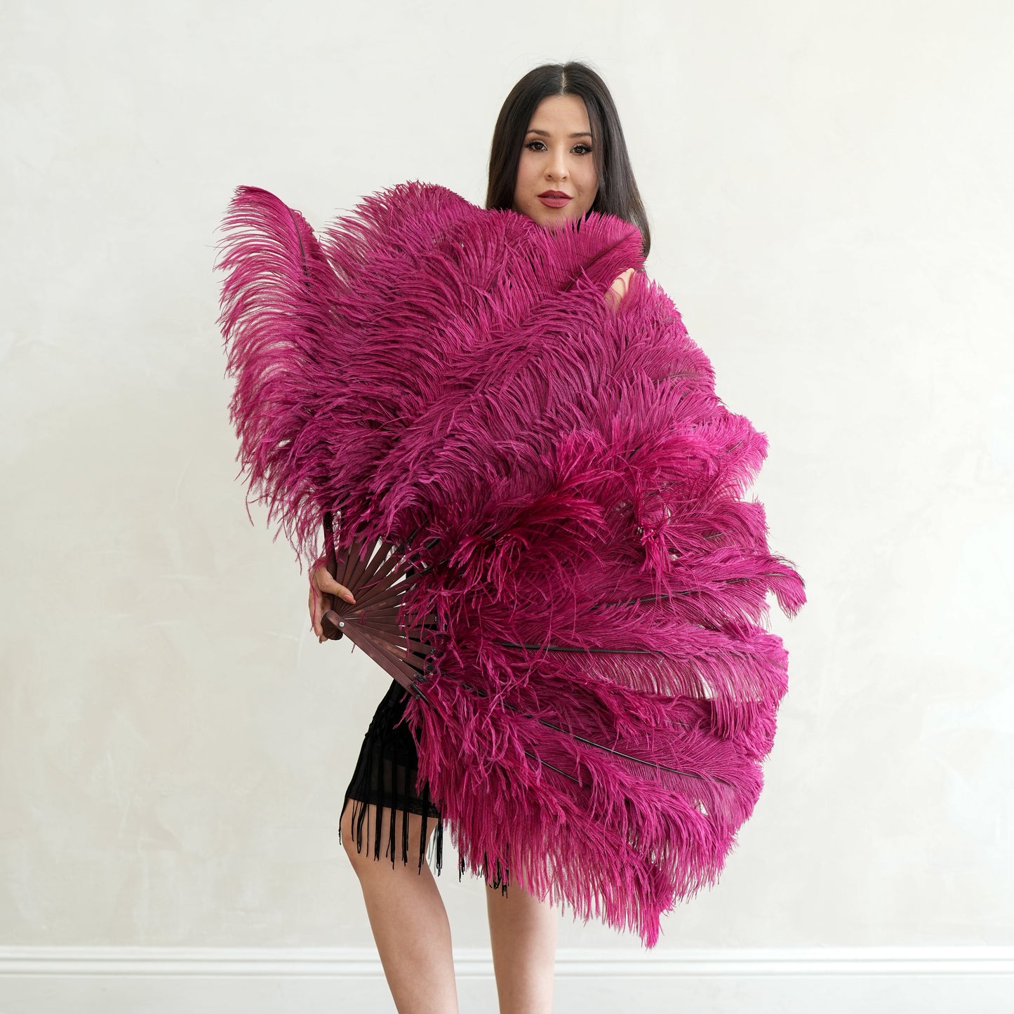 Ostrich Prime Femina Feather Fan - Burgundy - Feathers
