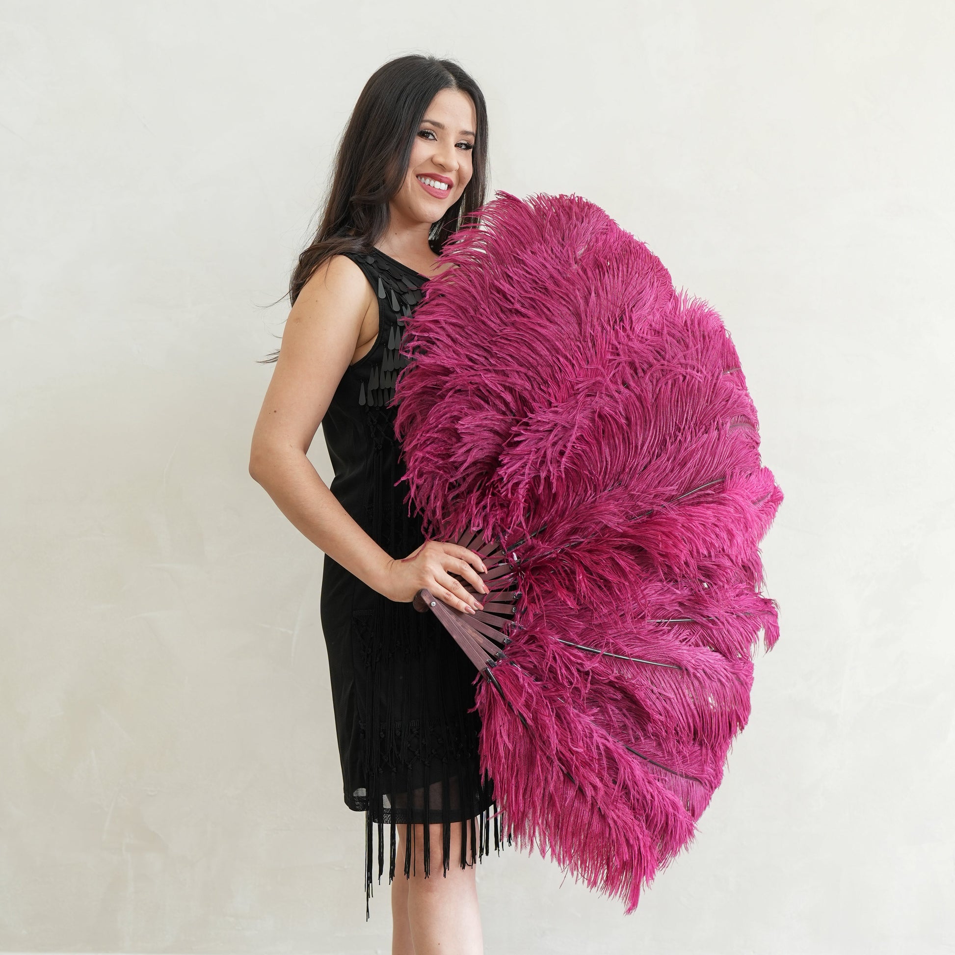 Ostrich Prime Femina Feather Fan - Burgundy - Feathers