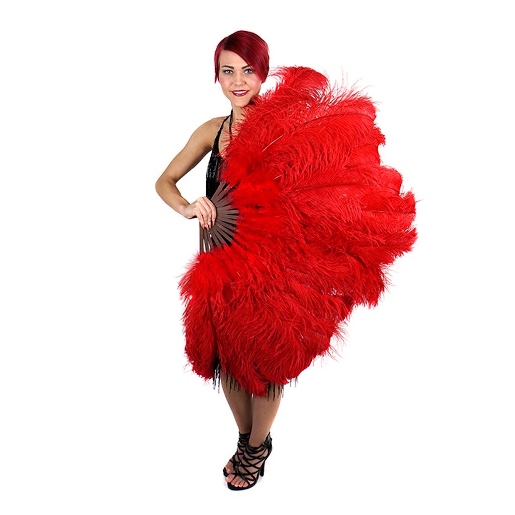 Ostrich Prime Femina Feather Fan - Red - Feathers