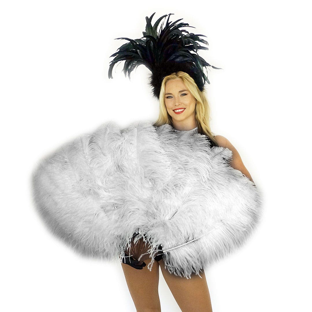 Ostrich Prime Femina Feather Fan - White - Feathers