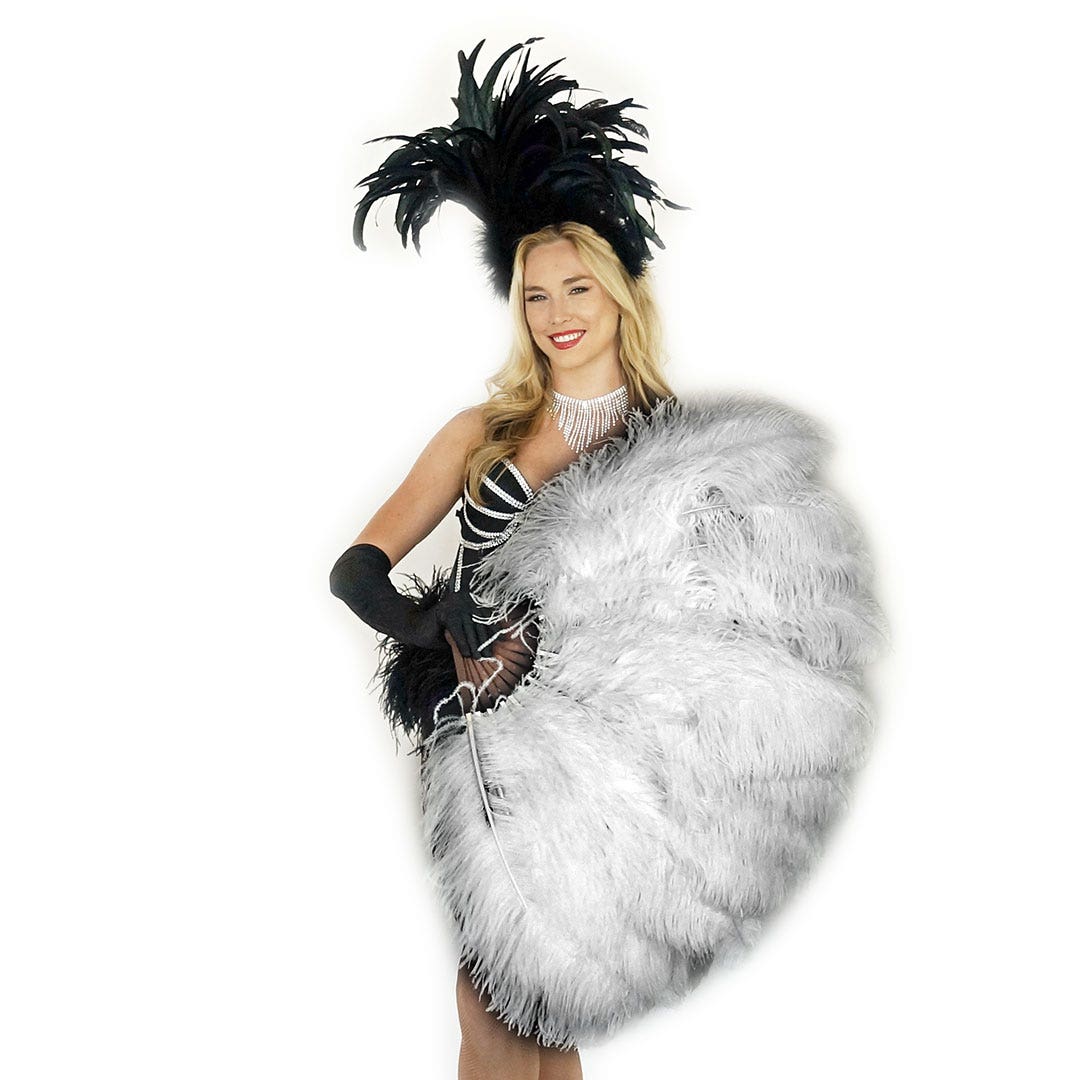 Ostrich Prime Femina Feather Fan - White - Feathers