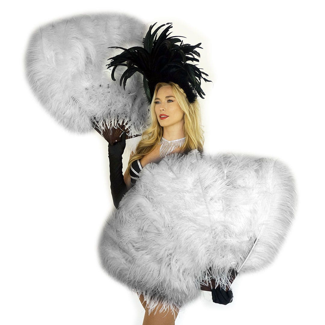 Ostrich Prime Femina Feather Fan - White - Feathers