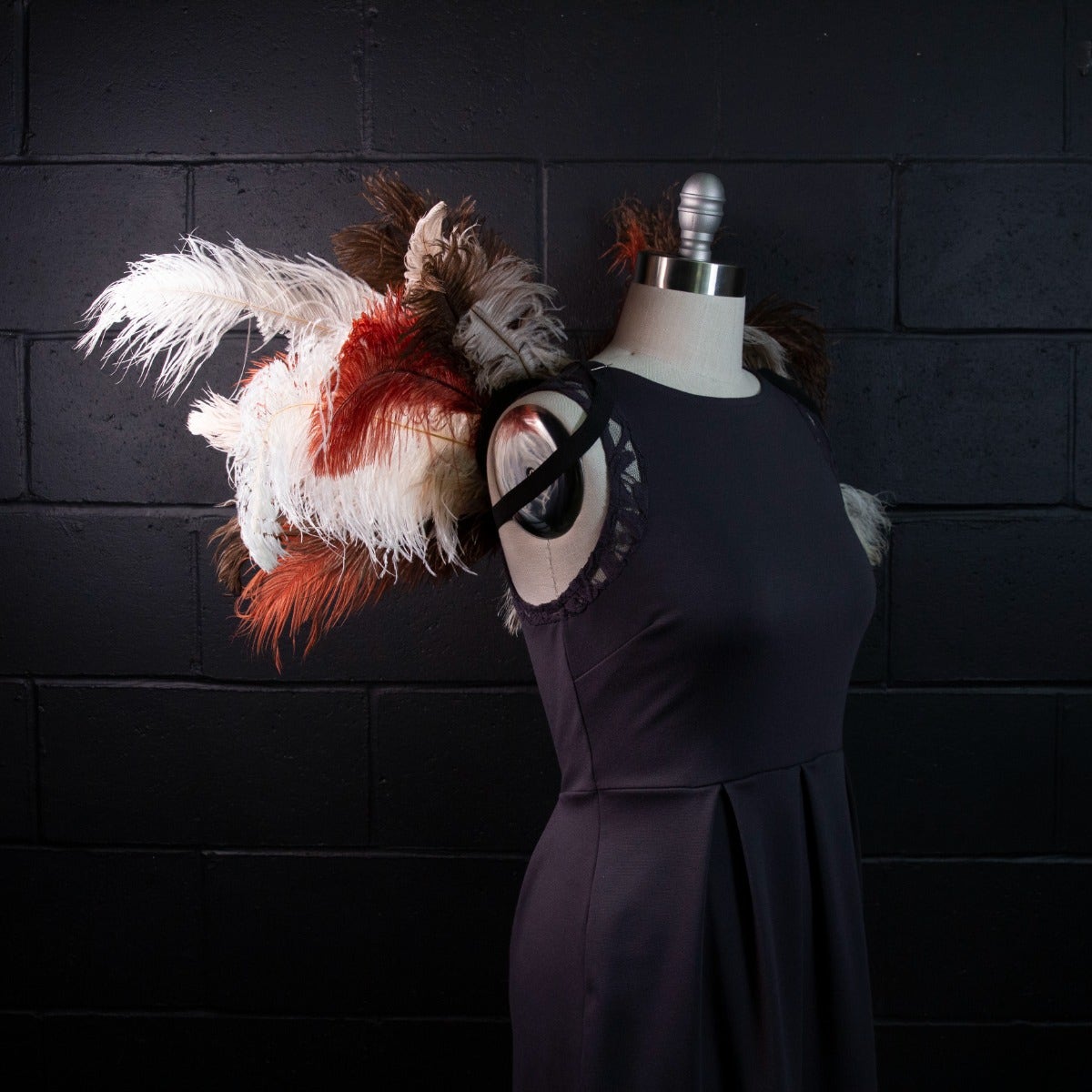 Owl Upcycled Ostrich Feather Costume Wings - Feathers