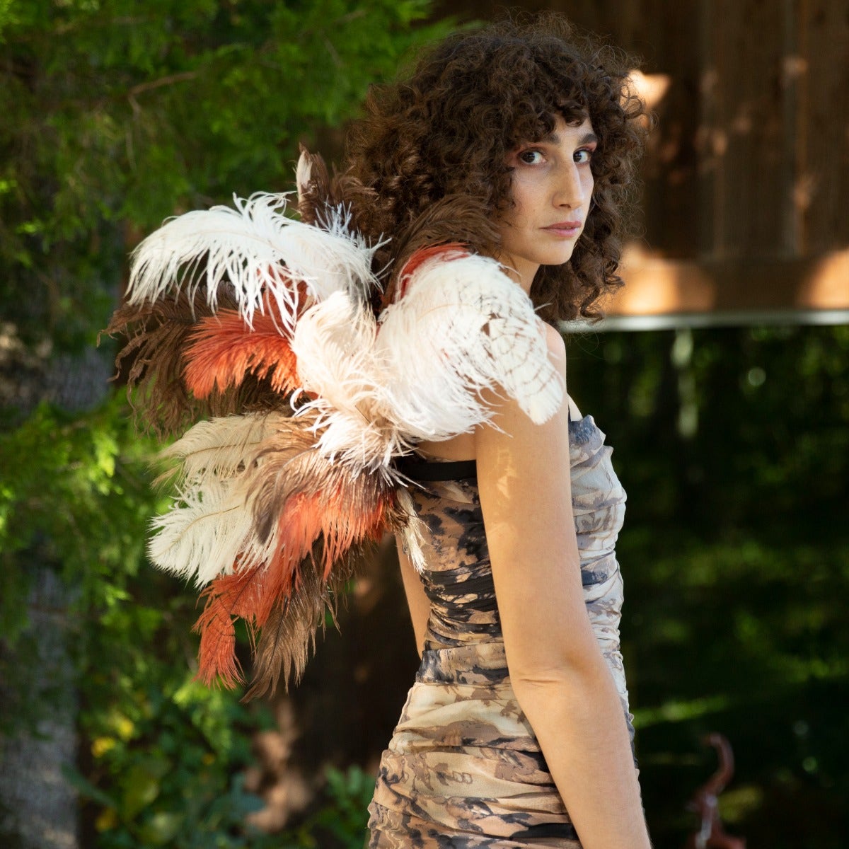 Owl Upcycled Ostrich Feather Costume Wings - Feathers