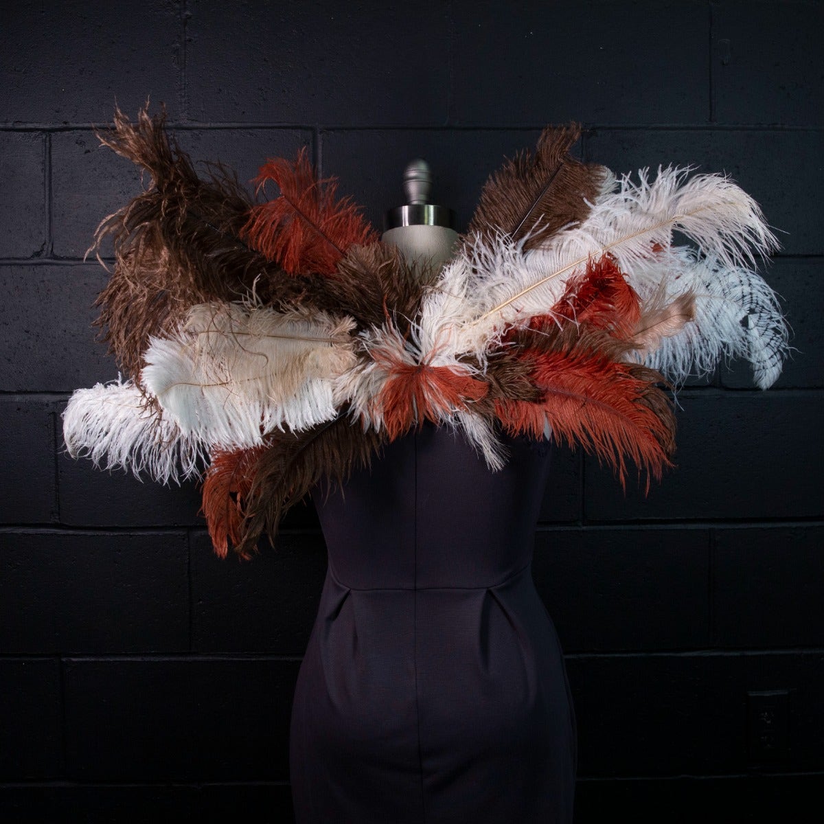 Owl Upcycled Ostrich Feather Costume Wings - Feathers