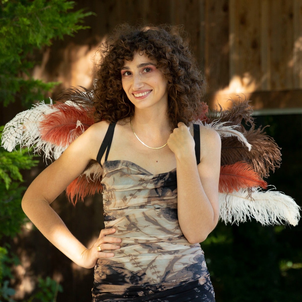 Owl Upcycled Ostrich Feather Costume Wings - Feathers