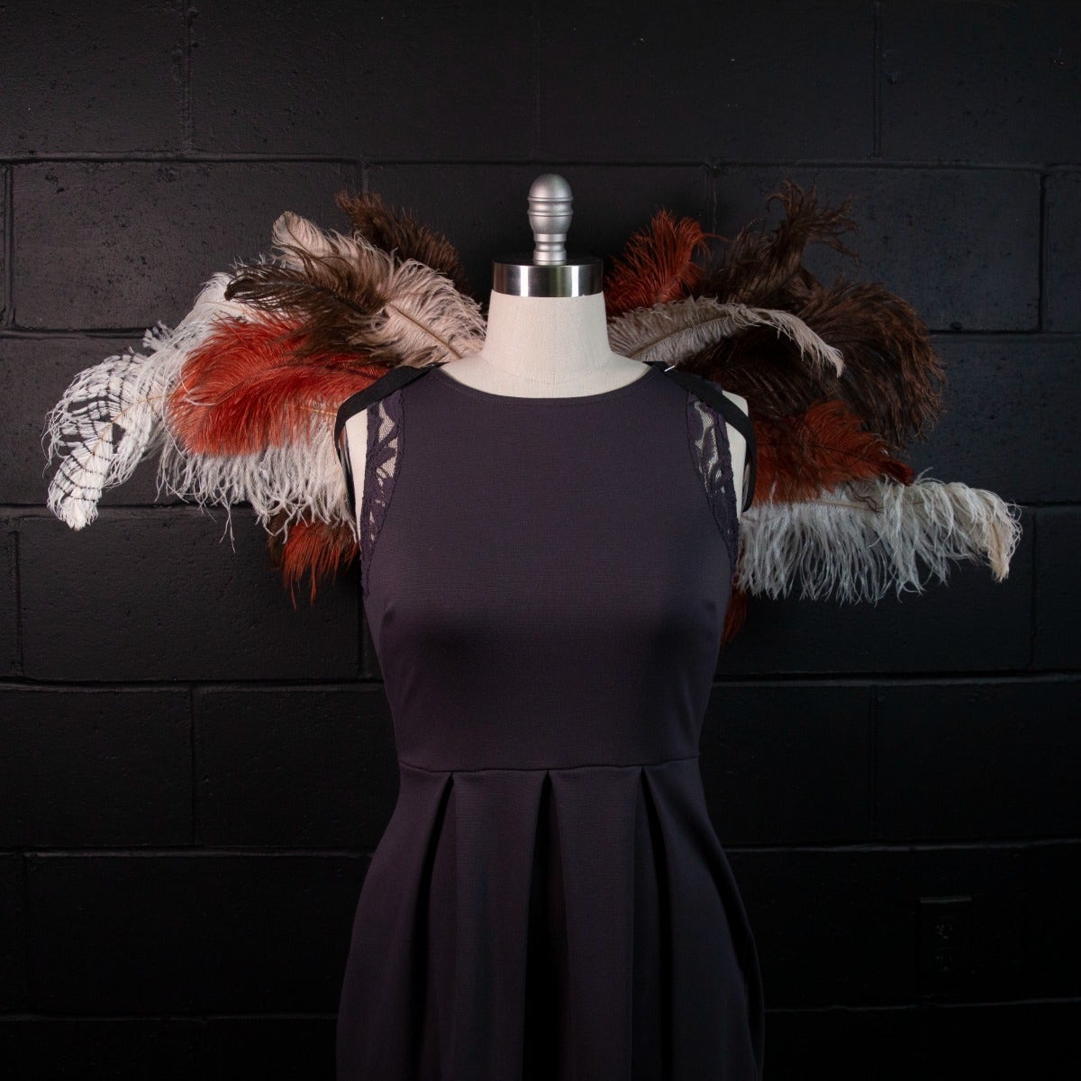 Owl Upcycled Ostrich Feather Costume Wings - Feathers