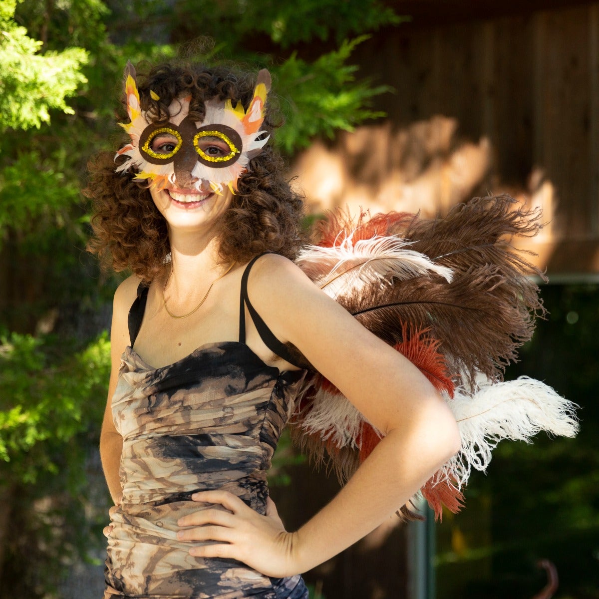 Owl Upcycled Ostrich Feather Costume Wings - Feathers