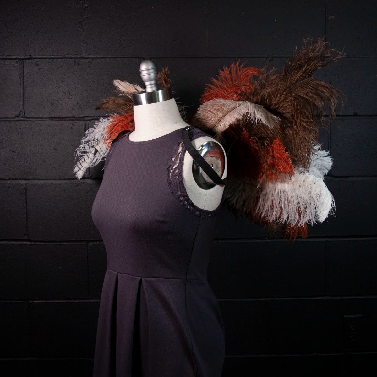 Owl Upcycled Ostrich Feather Costume Wings - Feathers