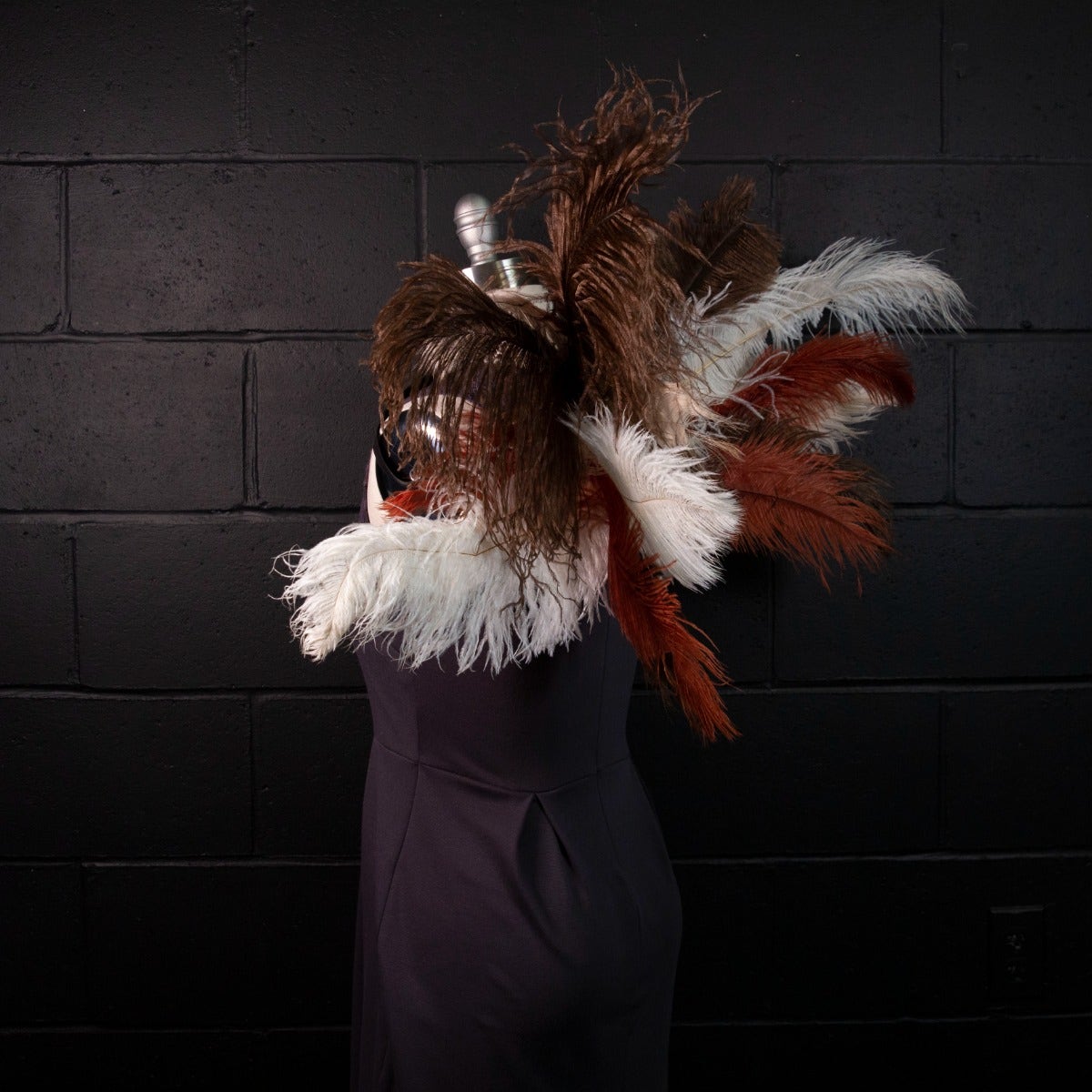 Owl Upcycled Ostrich Feather Costume Wings - Feathers