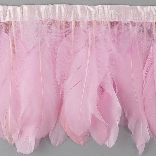 Parried Goose Pallet Feather Fringe - 6’’ - 1yd Candy Pink - Feathers