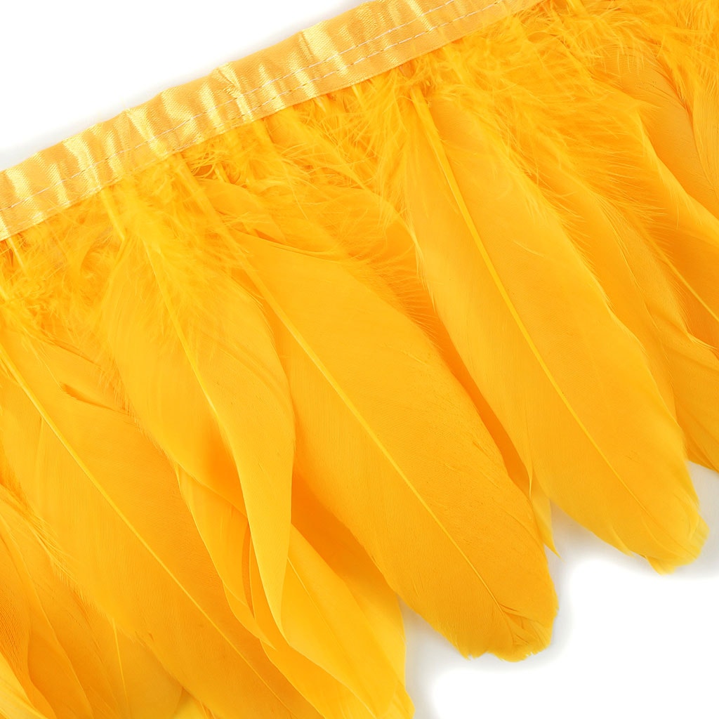 Parried Goose Pallet Feather Fringe - 6’’ - 1yd Gold - Feathers