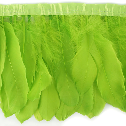 Parried Goose Pallet Feather Fringe - 6’’ - 1yd Lime - Feathers