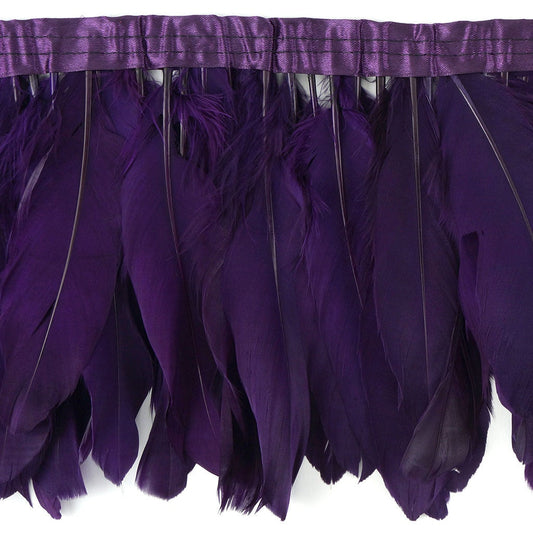 Parried Goose Pallet Feather Fringe - 6’’ - 1yd Purple - Feathers