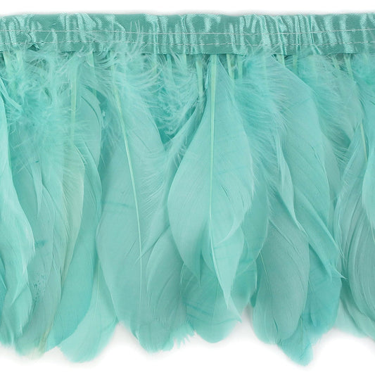 Parried Goose Pallet Feather Fringe - 6’’ - 1yd Seafoam - Feathers