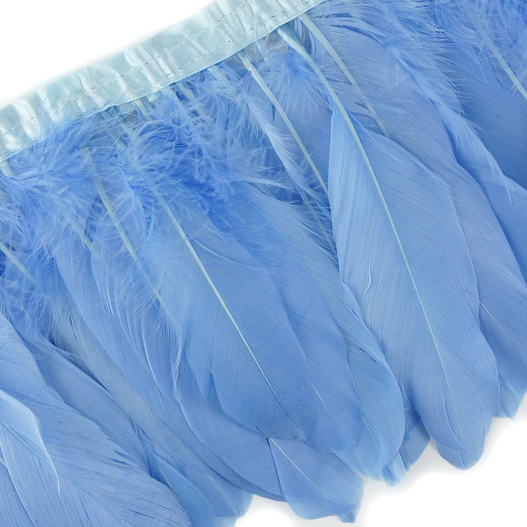 Parried Goose Pallet Feather Fringe - 6’’ - 1yd Sky - Feathers