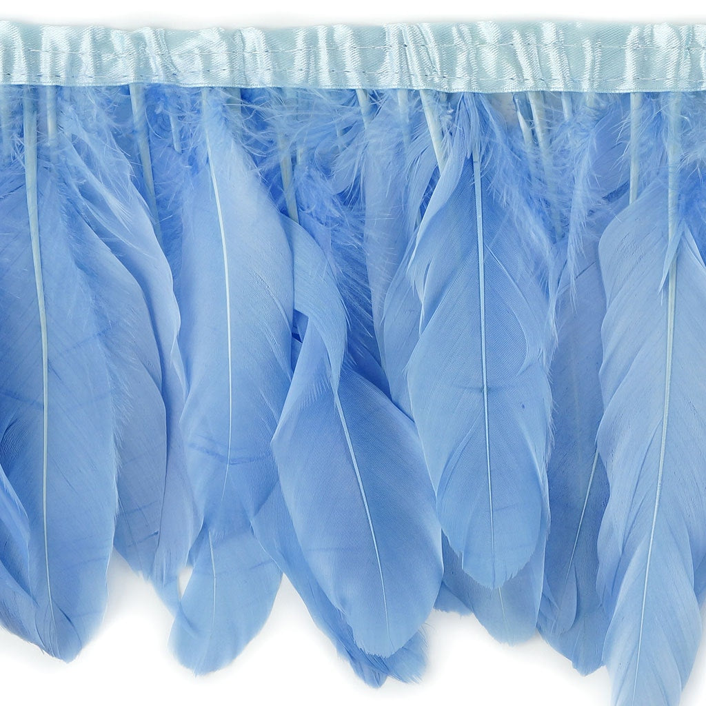 Parried Goose Pallet Feather Fringe - 6’’ - 1yd Sky - Feathers