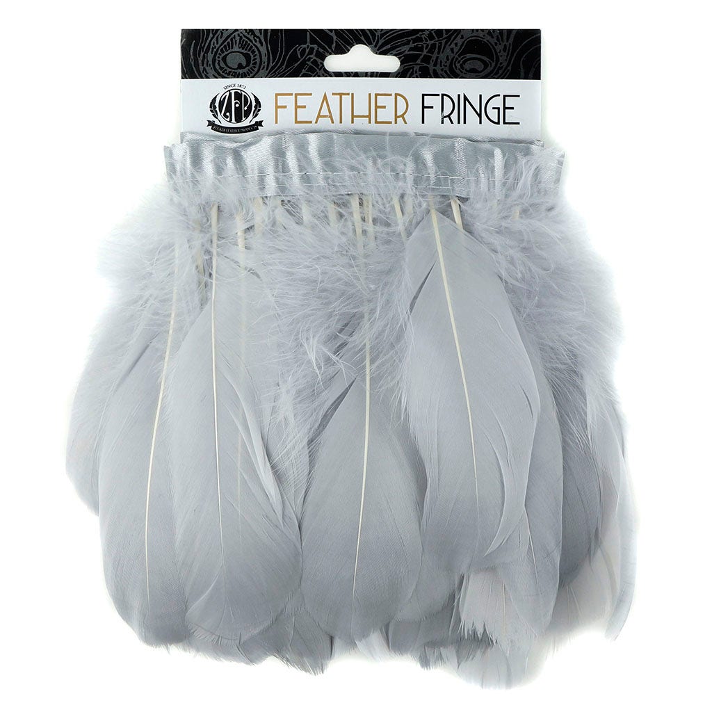 Parried Goose Pallet Feather Fringe Silver - Feathers