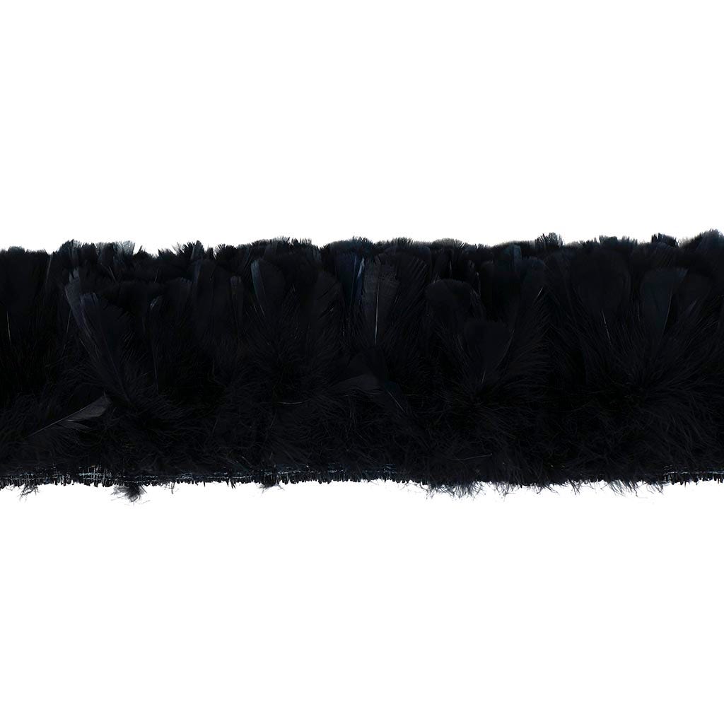 Parried Turkey Ruff Feathers - 1/2YD - Black - Feathers