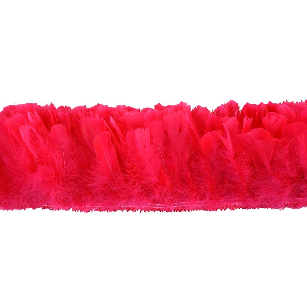 Parried Turkey Ruff Feathers - 1/2YD - Shocking Pink - Feathers