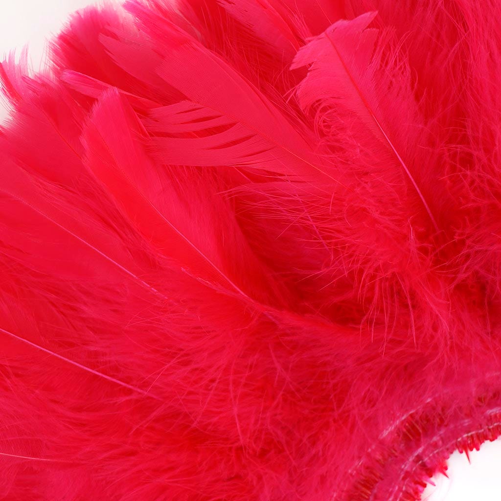 Parried Turkey Ruff Feathers - 1/2YD - Shocking Pink - Feathers