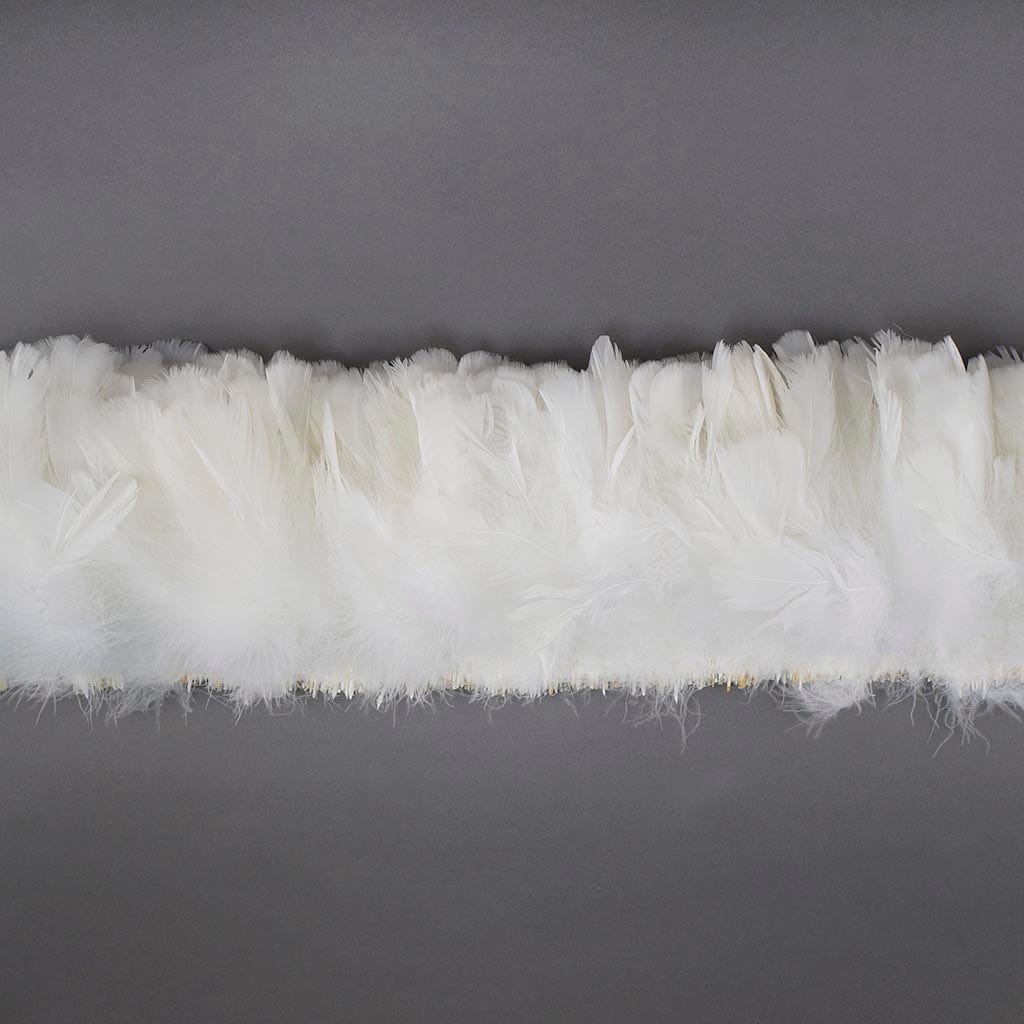 Parried Turkey Ruff Feathers- 1/2YD - White - Feathers