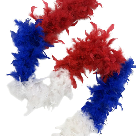USA Chandelle Feather Boa - Lightweight - Patriotic Sectional