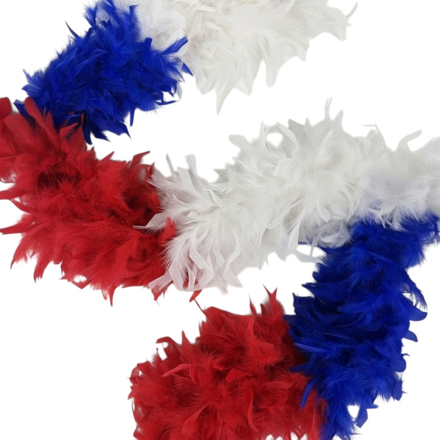 USA Chandelle Feather Boa - Lightweight - Patriotic Sectional