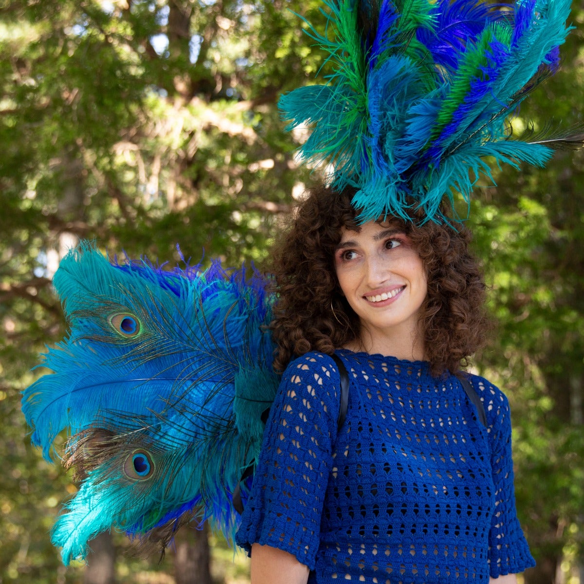 Peacock 3 in 1 Upcycled Feather Costume Wings - Feathers