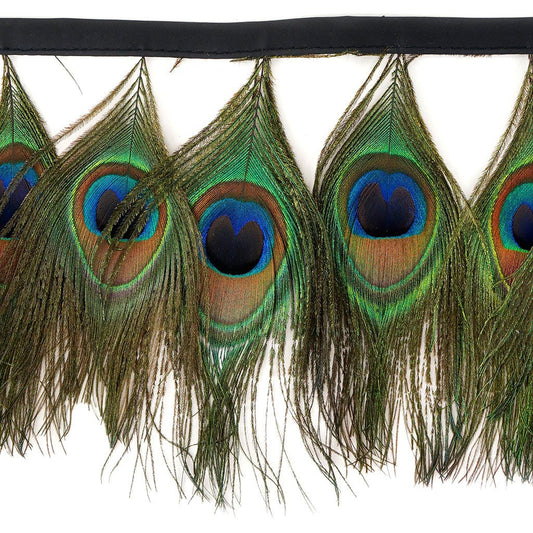 Peacock Eye Feather Fringe - 1YD - Natural - Feathers