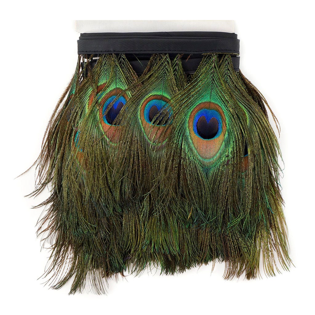 Peacock Eye Feather Fringe - 5YD - Natural - Feathers