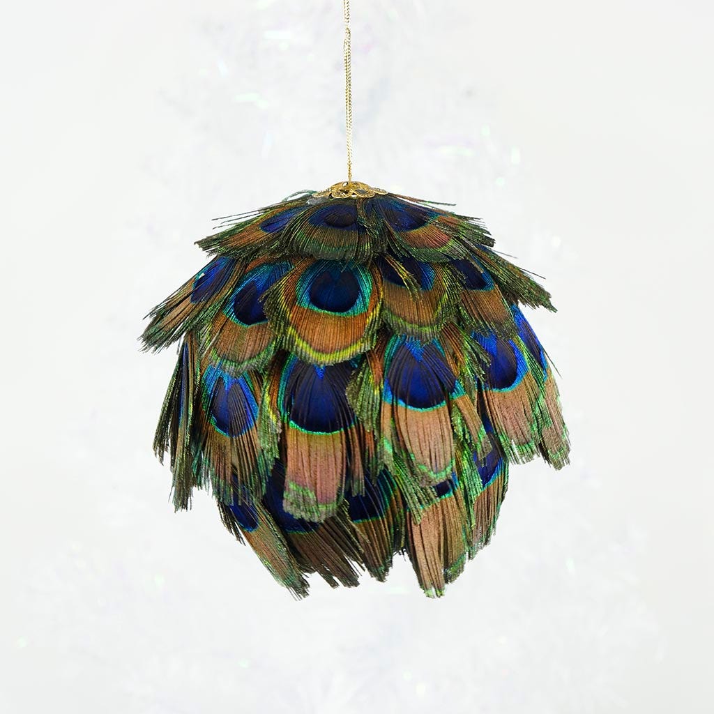 Peacock Eye Feather Ornament - Natural - Feathers