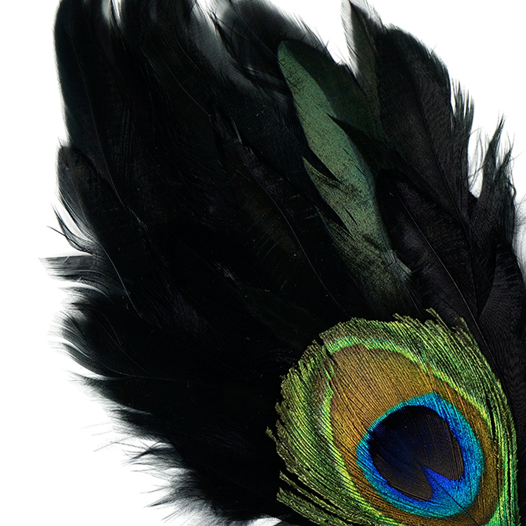 Peacock Eye-Schlappen Pad - Black Natural - Feathers