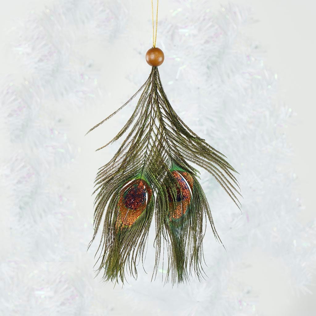 Peacock Feather Ornament - Natural - Copper - Feathers