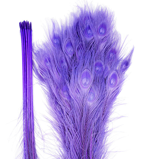 Peacock Feathers | 25-40’’ Tail Eyes | Fluorescent Lilac - Peacock Feathers