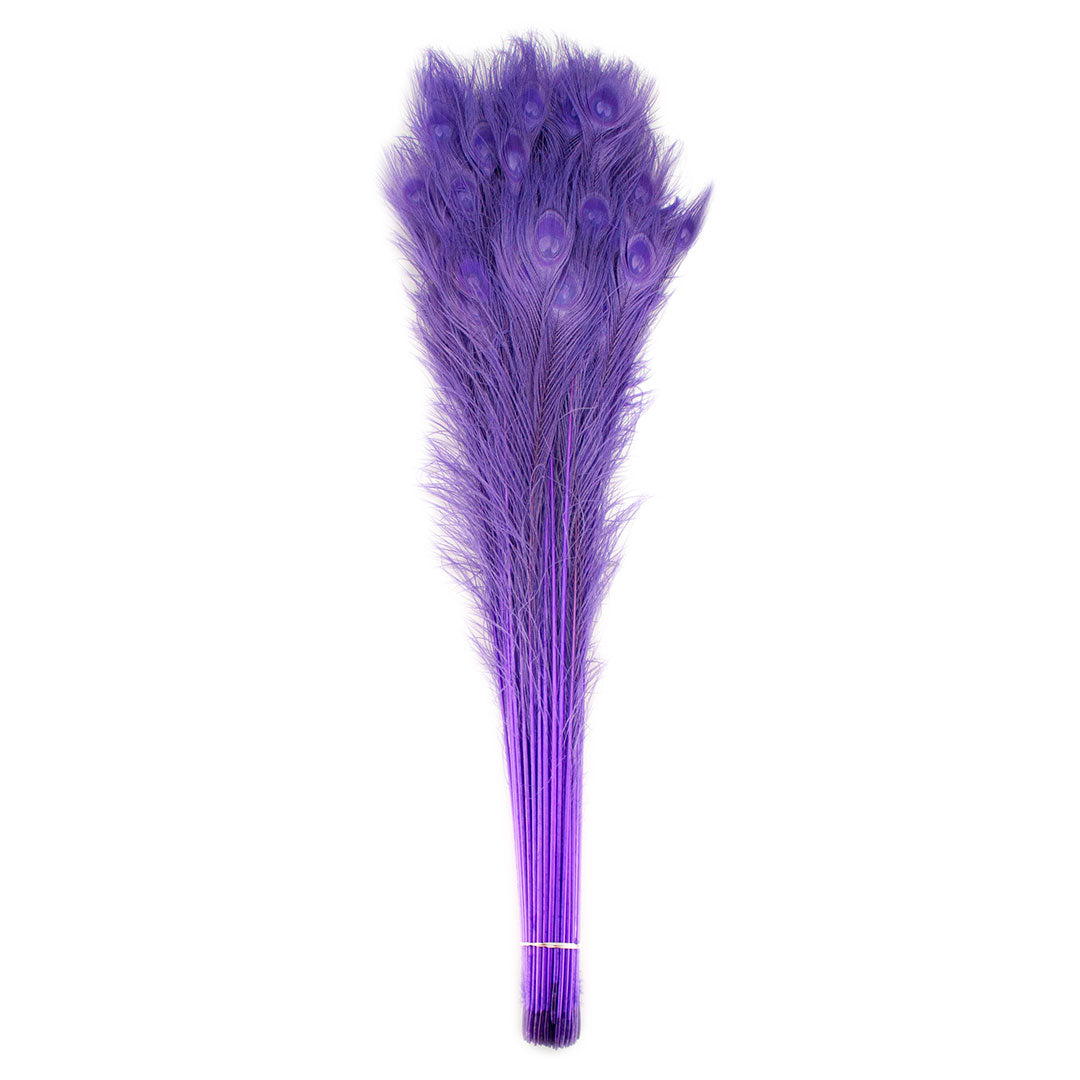 Peacock Feathers | 25-40’’ Tail Eyes | Fluorescent Lilac (Bulk) - Peacock Feathers