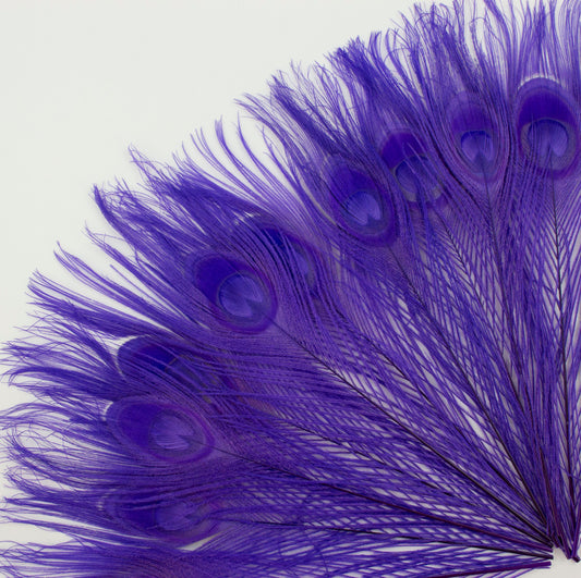 Peacock Feathers | 8-15’’ Tail Eyes | Fluorescent Lilac (Bulk) - Peacock Feathers