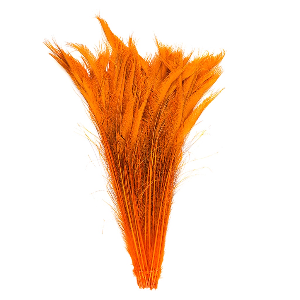 Peacock Swords Bleach Dyed - Orange - Feathers