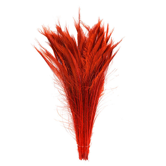 Peacock Swords Bleach Dyed - Red - Feathers