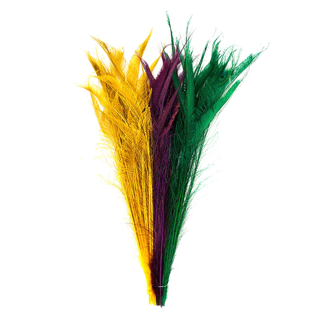 Peacock Swords Bleach Mix Dyed - Mardigras Mix - 20-25’’ - Feathers