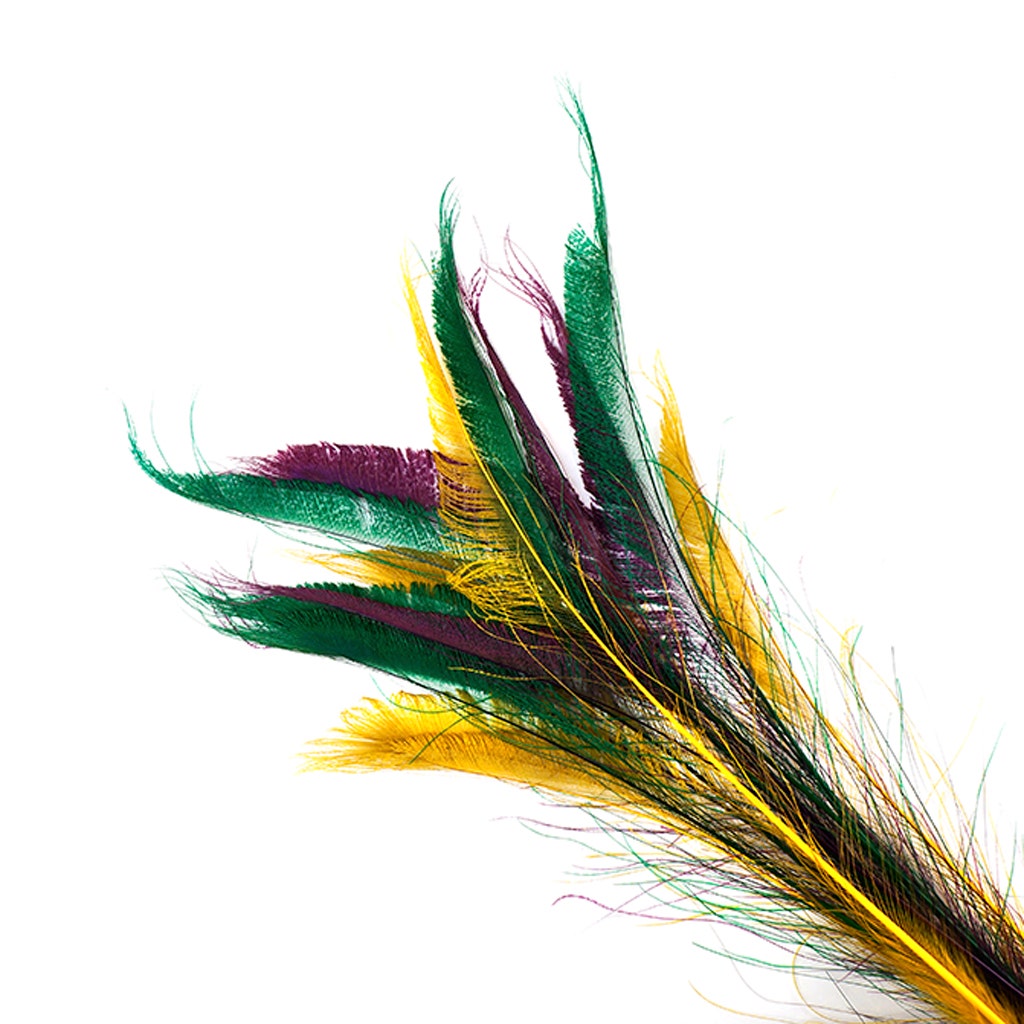 Peacock Swords Bleach Mix Dyed - Mardigras Mix - 20-25’’ - Feathers