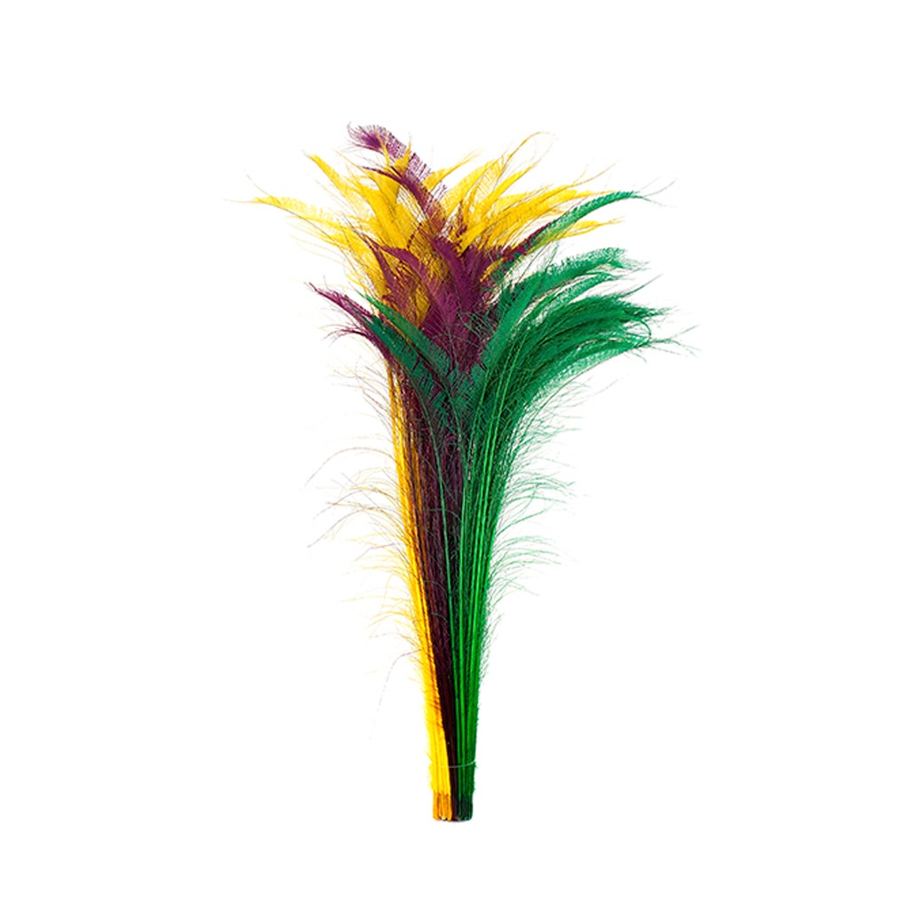 Peacock Swords Bleach Mix Dyed - Mardigras Mix - 25-40’’ - Feathers