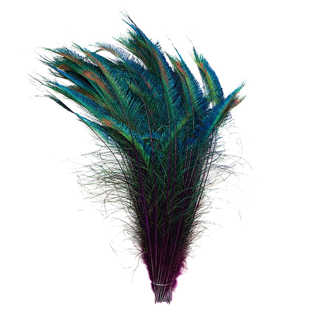 Peacock Swords Stem Dyed - Purple - Feathers