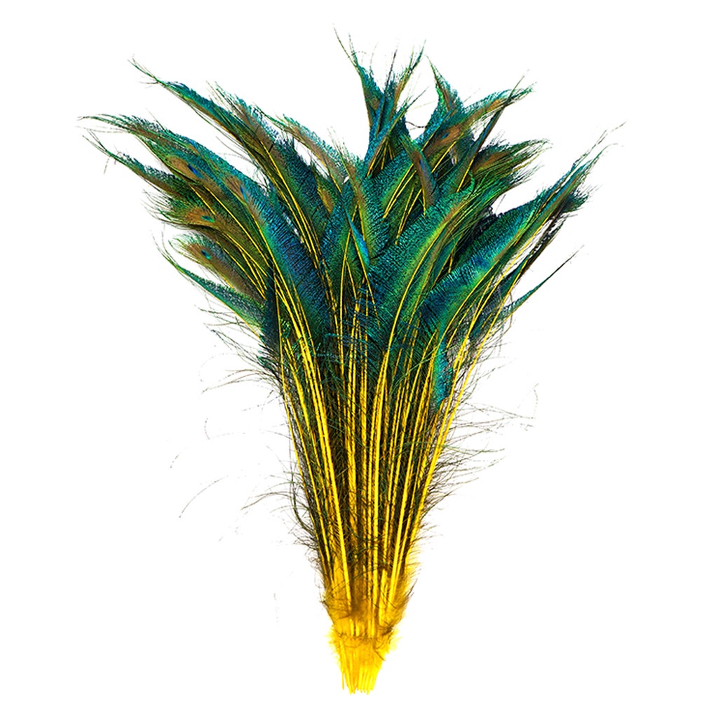 Peacock Swords Stem Dyed - Yellow - Feathers